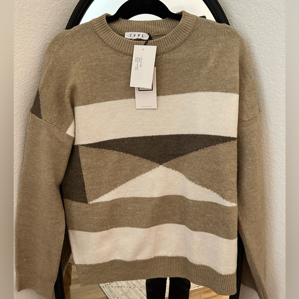 THML long sleeve tan sweater. Size Small. NWT!